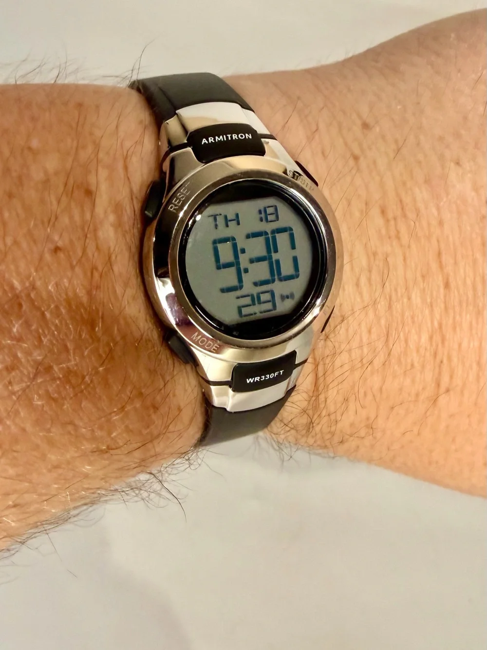 Armitron Sport Watch Women Digital Chronograph  27mm Silver Tone Black 45/7012